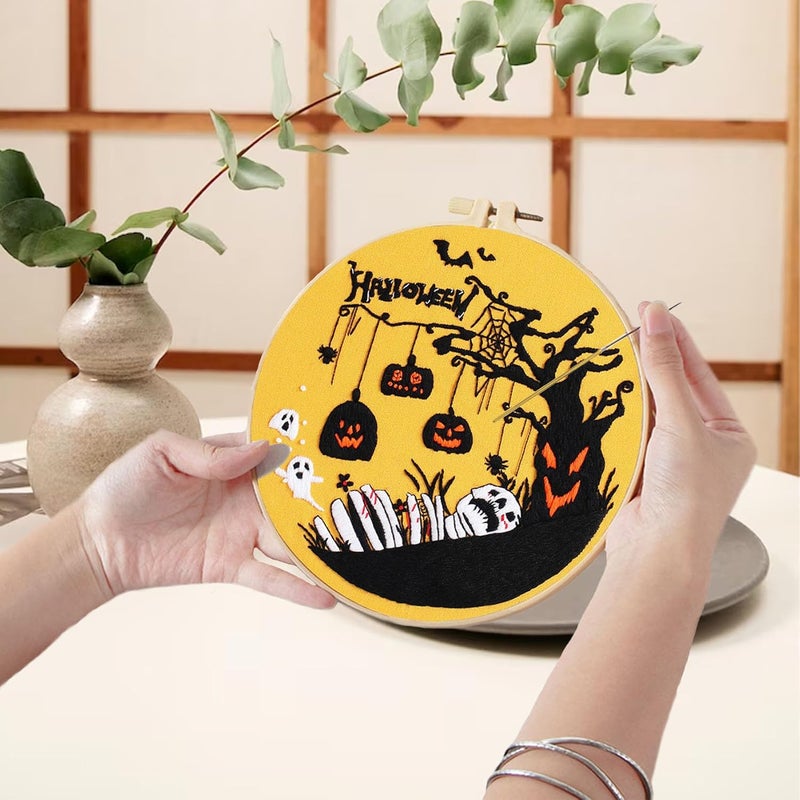 Ohcol 3 Sets Halloween Embroidery Kit,Needlepoint Kits for Adults with Clear Instructions - Image 3